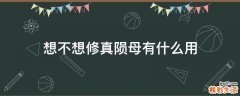 想不想修真陨母有什么用