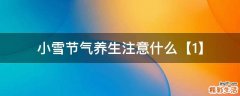 小雪节气养生注意什么【1】