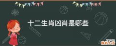 十二生肖凶肖是哪些