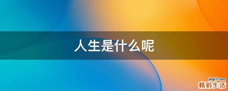 人生是什么呢