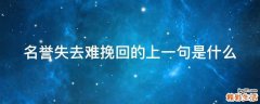 名誉失去难挽回的上一句是什么