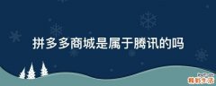 拼多多商城是属于腾讯的吗
