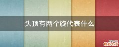 头顶有两个旋代表什么