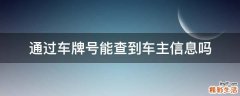 通过车牌号能查到车主信息吗