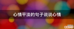 心情平淡的句子说说心情