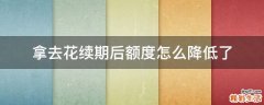 拿去花续期后额度怎么降低了