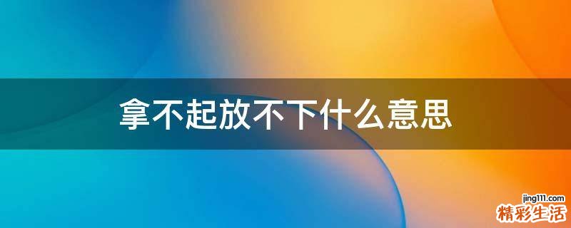 拿不起放不下什么意思