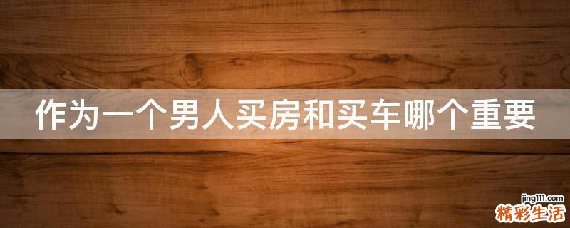 作为一个男人买房和买车哪个重要