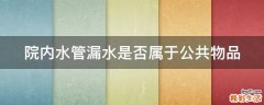 院内水管漏水是否属于公共物品