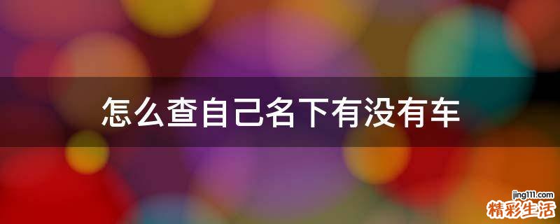 怎么查自己名下有没有车