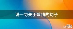 说一句关于爱情的句子