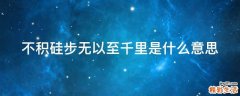 不积硅步无以至千里.是什么意思