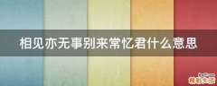 相见亦无事别来常忆君什么意思