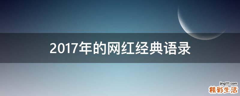 2017年的网红经典语录