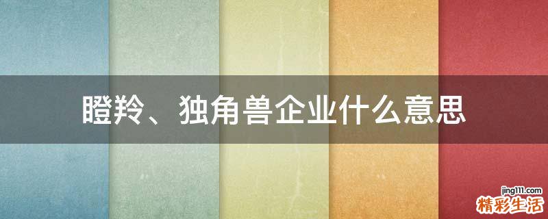瞪羚、独角兽企业什么意思