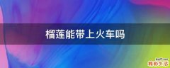 榴莲能带上火车吗