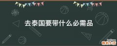 去泰国要带什么必需品