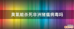 臭氧能杀死非洲猪瘟病毒吗