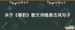 关于《春韵》散文诗唯美古风句子