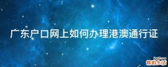 广东户口网上如何办理港澳通行证