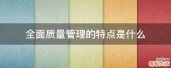 全面质量管理的特点是什么