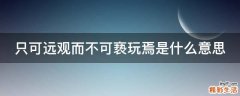 只可远观而不可亵玩焉是什么意思