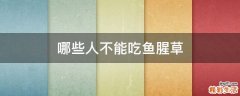 哪些人不能吃鱼腥草