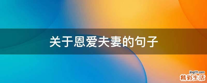 关于恩爱夫妻的句子