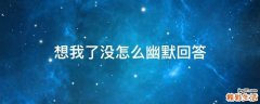 想我了没怎么幽默回答