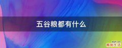 五谷粮都有什么