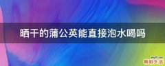 晒干的蒲公英能直接泡水喝吗
