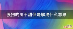 强扭的瓜不甜但是解渴什么意思