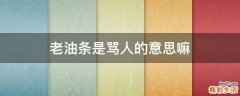 老油条是骂人的意思嘛