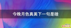今晚月色真美下一句是啥