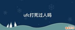 ufc打死过人吗