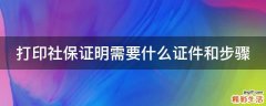 打印社保证明需要什么证件和步骤