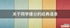 关于同学缘分的经典语录