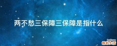两不愁三保障三保障是指什么