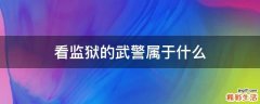 看监狱的武警属于什么