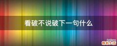 看破不说破下一句什么
