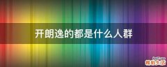 开朗逸的都是什么人群