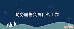 勤务辅警负责什么工作