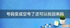 号码变成空号了还可以找回来吗