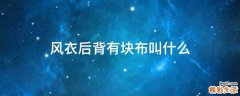 风衣后背有块布叫什么
