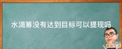 水滴筹没有达到目标可以提现吗