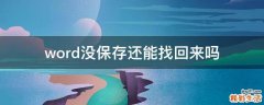 word没保存还能找回来吗