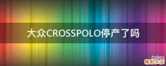 大众CROSSPOLO停产了吗