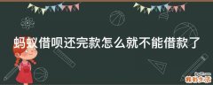 蚂蚁借呗还完款怎么就不能借款了