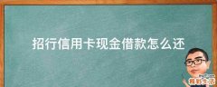 招行信用卡现金借款怎么还