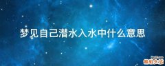 梦见自己潜水入水中什么意思